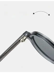 Gros plan des charnières texturées durables sur des lunettes de soleil ovales de style rétro