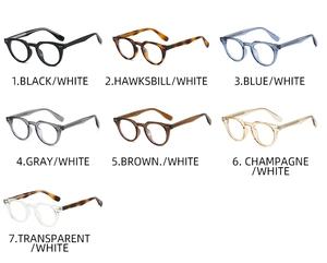 Collection of TR90 vintage frames with rivet details in seven transparent colors
