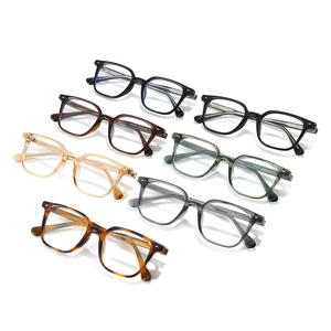 Classic TR90 square frame glasses in seven colors with anti-blue light clear lenses
