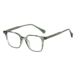 Classic transparent grey TR90 square eyeglass frames with stylish silver rivet accents