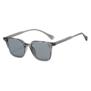 Lunettes de soleil carrées TR90 à la mode en gris transparent avec verres gris foncé