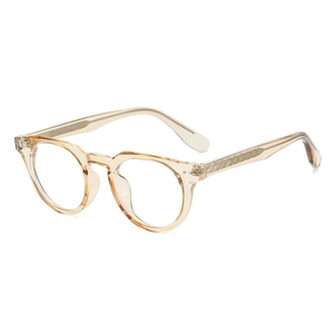 Fashionable TR90 transparent champagne round frame sunglasses with rivet accents