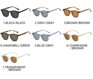 Collection of retro square TR90 sunglasses in seven assorted frame and lens colors