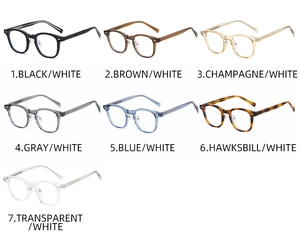 Collection de sept montures de lunettes TR90 anti-lumière bleue en divers coloris