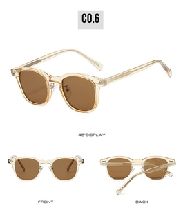 Detailed views of champagne TR90 sunglasses showing front, back and 45-degree angles
