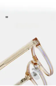 Détail de la charnière TR90 avec cadre champagne doré et verres anti-lumière bleue