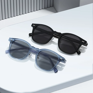Modern TR90 square oversized sunglasses with silver rivets in black and light blue