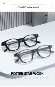 Detail of retro TR90 eyeglasses with silver diamond rivets and metal skeleton temples
