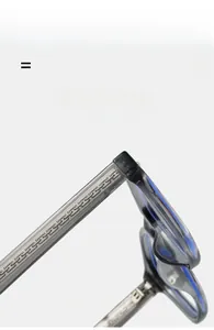 Detail of TR90 glasses frame showing metal chain texture and blue gradient finish