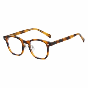 Lunettes rondes rétro en TR90 écaille avec rivets argentés et plaquettes de nez