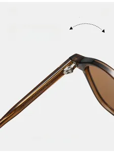 Detail of durable metal hinges and CE marked temples on vintage TR90 sunglasses