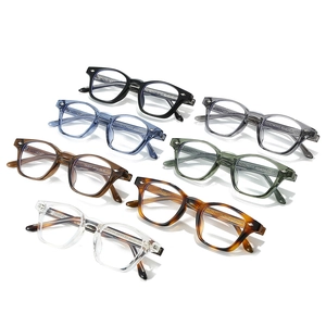 Retro TR90 blue light blocking glasses in multiple colors like black, tortoiseshell and clear