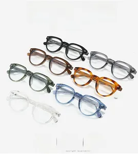 Detailed grid showing seven trendy TR90 round frame blue light glasses in various colors