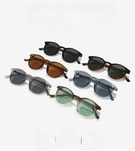Detailed collection of vintage round TR90 sunglasses in multiple stylish frame colors