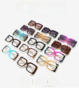 Collection of oversized square sunglasses featuring tortoiseshell and gradient patterns