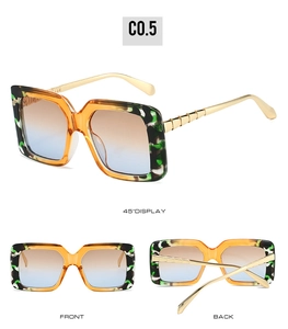 Detail of square sunglasses with tortoise frames and gradient lenses from multiple angles