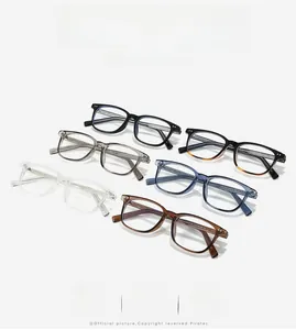 Ensemble détaillé de lunettes TR90 à monture carrée en six couleurs sur fond blanc