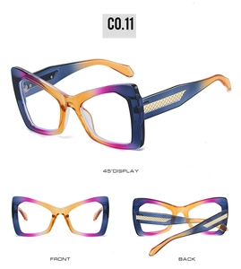 Detailed views of gradient sunglasses with golden woven texture metal temples