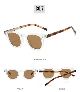 Détail de la monture transparente et des branches en écaille des lunettes TR90