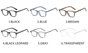 Sélection de lunettes TR90 anti-lumière bleue carrées en six couleurs tendance