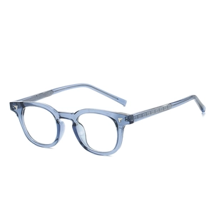 Lunettes anti-lumière bleue rétro en TR90 gris-bleu transparent avec rivets décoratifs