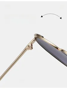 Primer plano de la bisagra de metal duradera en gafas de sol con forma de corazón