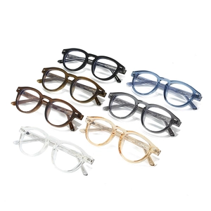 Retro TR90 round frame blue light blocking glasses shown in seven assorted colors