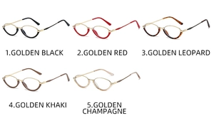 Detailed view of five color options for retro metal oval frame blue light glasses