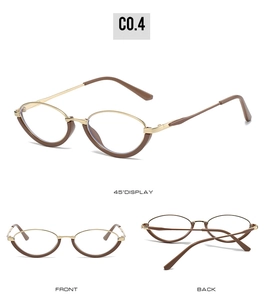 Detailed views of vintage oval metal glasses frame in gold and brown C0.4 model
