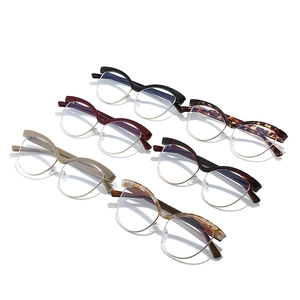 Cat-eye blue light blocking glasses with semi-rimless frames in six stylish colors
