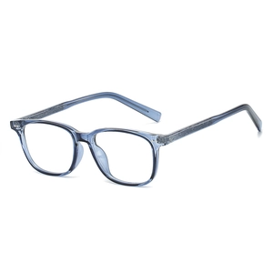 Lunettes anti-lumière bleue carrées en TR90 avec monture bleue translucide pour tous