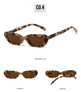 Vues multiples montrant le motif écailles et verres bruns des lunettes de soleil étroites
