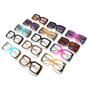 Collection of colorful square frame sunglasses in leopard print and gradient lenses