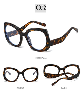 Three-angle view of vintage tortoiseshell cat-eye frames with stylish blue light lenses