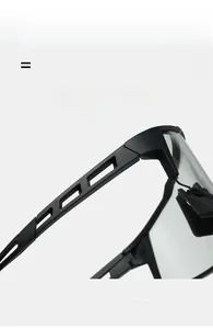 Detail view of lightweight, super elastic matte black temples with breathable cut-out design
