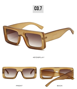 Three-view display of brown tortoiseshell square sunglasses with matte gradient lenses