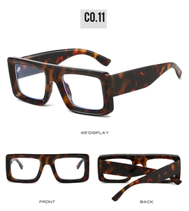 Three views of square frame tortoise shell sunglasses with wide temples for men and women