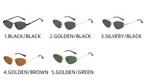Irregular geometric metal frame sunglasses in five color options for UV protection