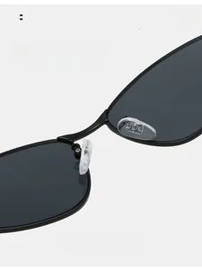 Close-up of comfortable silicone nose pads and durable metal frame on sunglasses