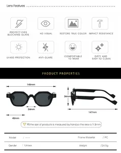 Detailed size chart for polygon sunglasses showing 145mm width and 147mm temple length