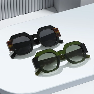 Geometric Polygon Sunglasses Retro Thick Frame UV400 Protection PC Material Trendy Designer Eyewear For Men Women