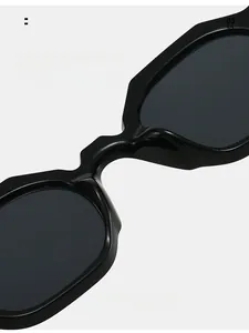 Detail of comfortable wide nose pads on black vintage polygon sunglasses frame