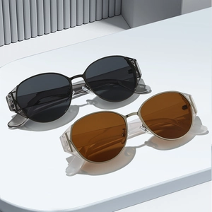 Retro Oval Sunglasses For Women UV400 Protection PC Lens Metal Copper Frame Vintage Fashion Cat Eye Sun Glasses