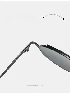 Vue macro des charnières métalliques durables sur des lunettes de soleil aviateur noires