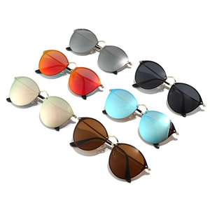 Round metal frame sunglasses set featuring six vibrant gradient lens colors for men and women