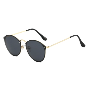 Retro round black and gold sunglasses with metallic frame and UV protection lenses