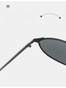 Macro shot of durable black metal hinges and slim temple of cat-eye sunglasses