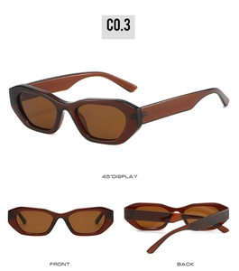 Detailed multi-angle views of amber geometric hexagonal sunglasses in C0.3 tortoiseshell