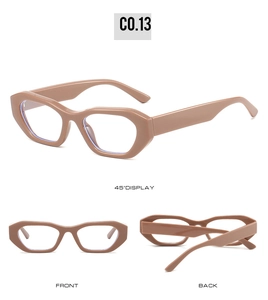 Multiple views showing 45-degree, front, and back of geometric polygon brown sunglasses