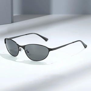 Retro Cat Eye Sunglasses Metal Frame UV400 Protection Oval Vintage Outdoor Travel Fashion Eyewear For Women Men
